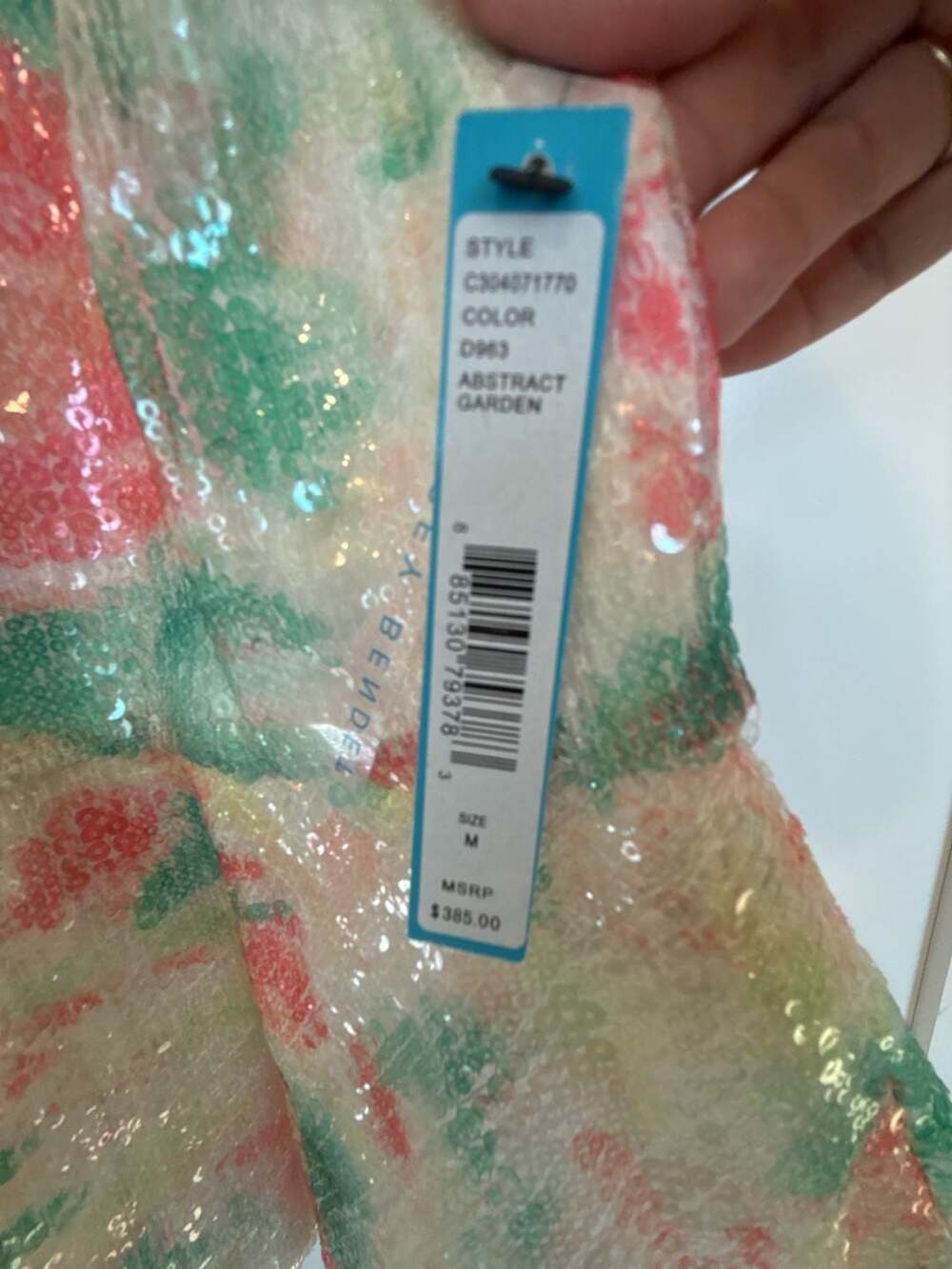 alice + olivia Rosie Abstract Garden Sequined Peplum Top - Picture 5 of 9